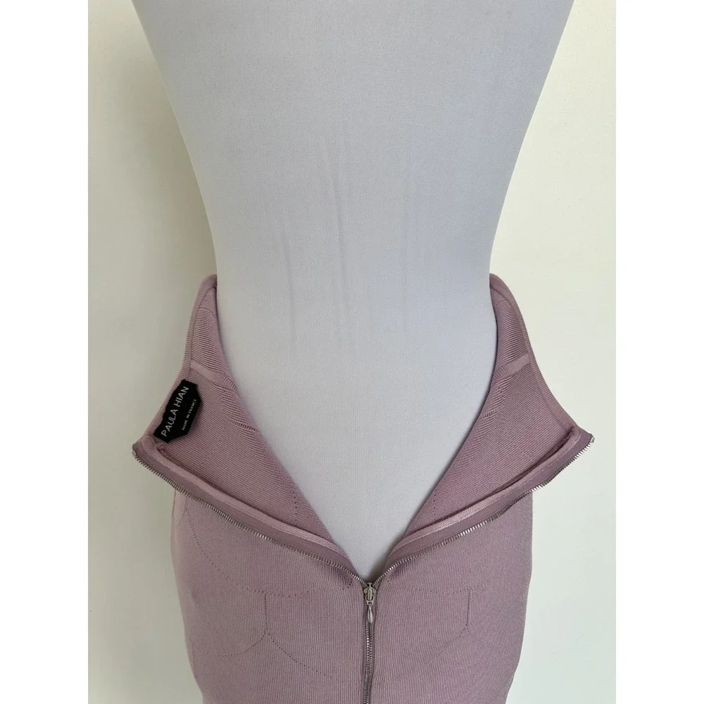 Paula Hian Fleur Stretch Knit Skirt with Laser Cut Scallop Skirt Small Lavender